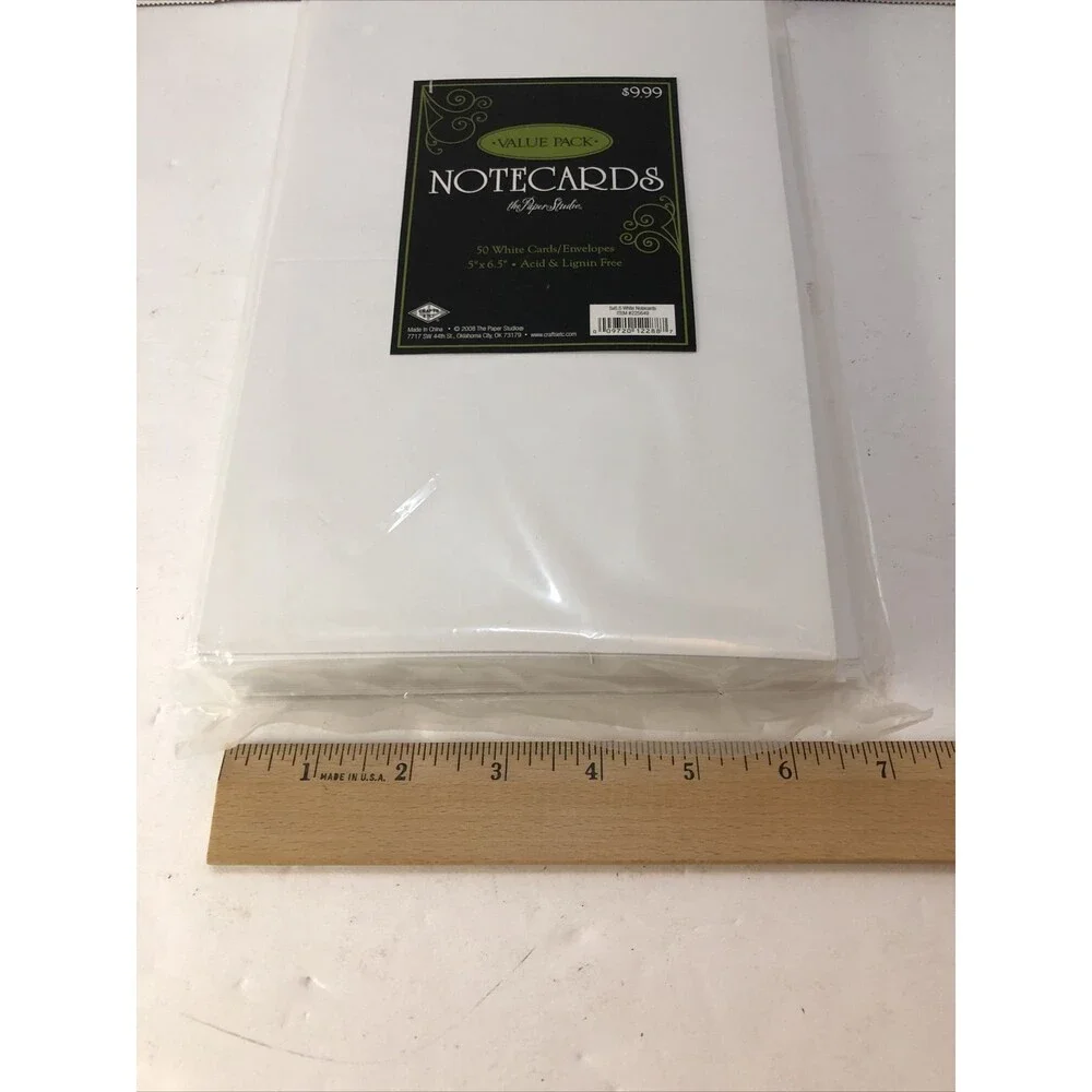 Blank Notecards And Envelopes 50 White 5”x6.5” By Paper Studio New Sealed